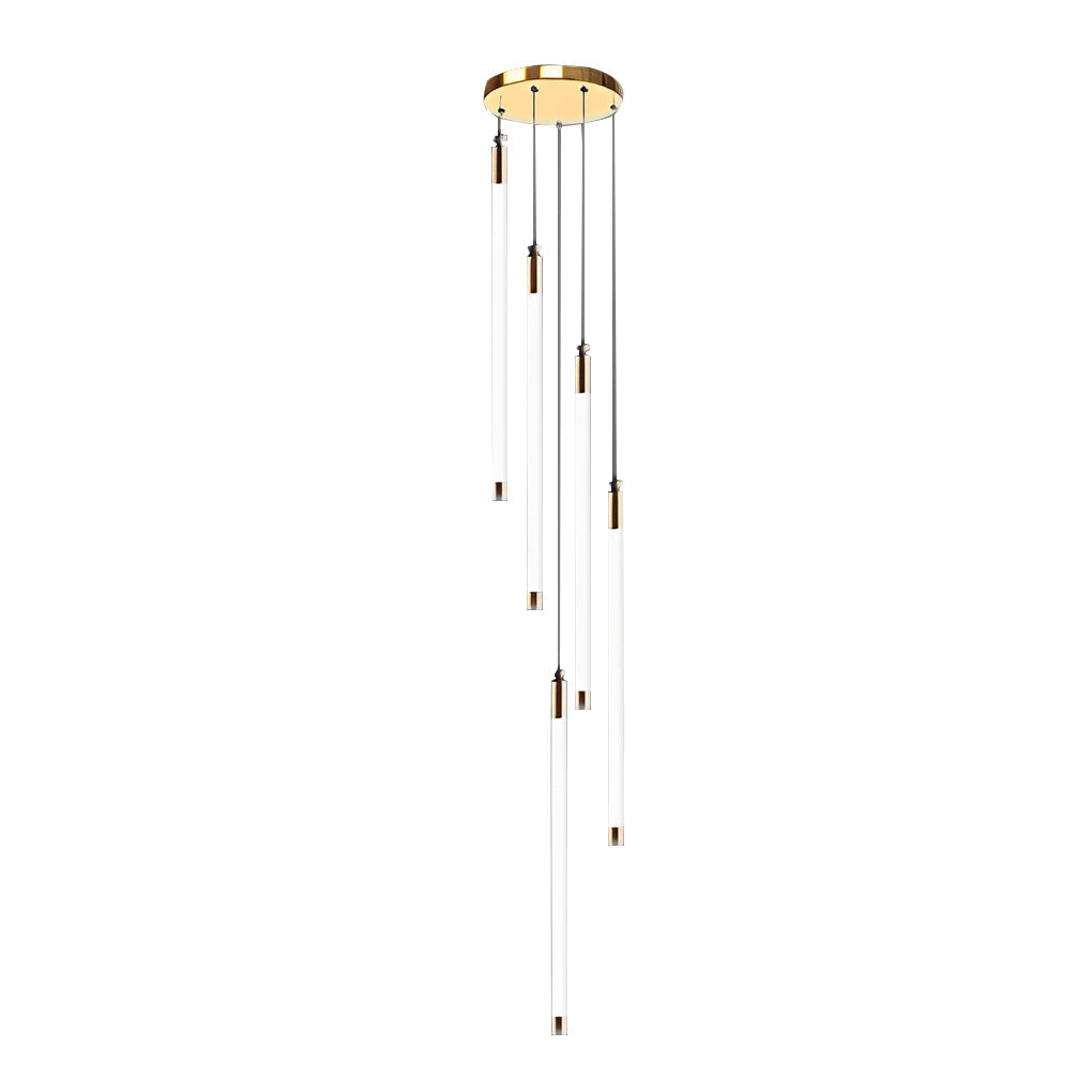 Modern Spiral LED Staircase Chandelier Long Acrylic Pendant Light for Duplex Foyer and Hallways