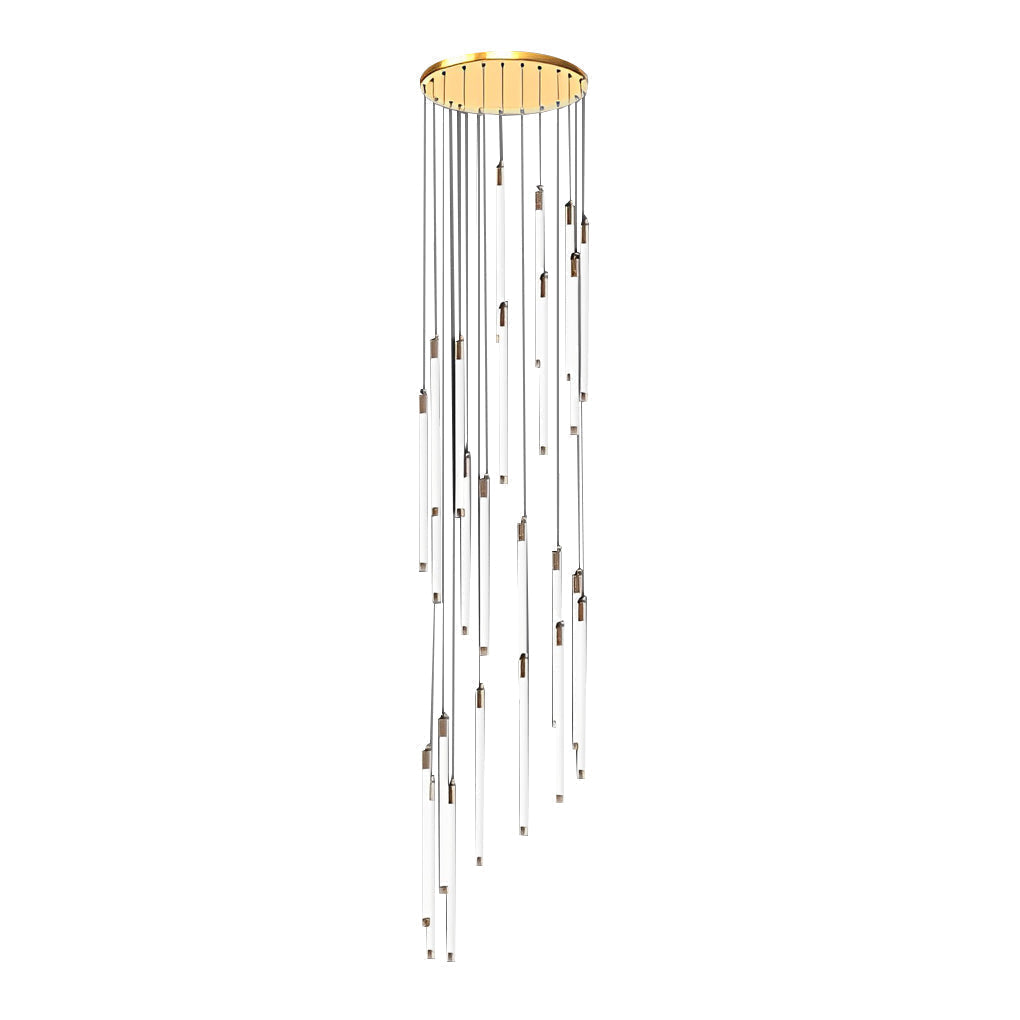Modern Spiral LED Staircase Chandelier Long Acrylic Pendant Light for Duplex Foyer and Hallways