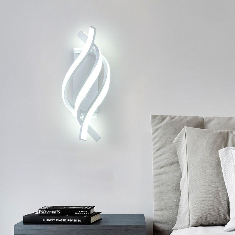 Modern Spiral LED Wall Sconce Minimalist Three Color Dimming Bedside Light Fixture