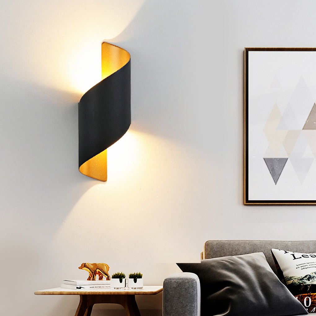 Modern Spiral LED Waterproof Outdoor Wall Light Up and Down Luminous Exterior Sconce for Aisle