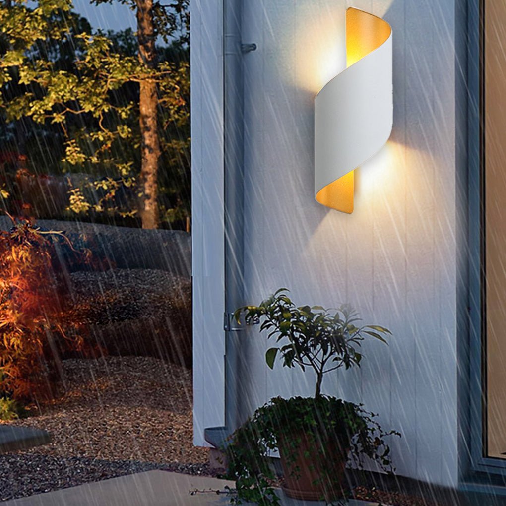 Modern Spiral LED Waterproof Outdoor Wall Light Up and Down Luminous Exterior Sconce for Aisle