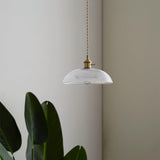 Modern Spiral Ribbed Glass Ceiling Pendant Light with Polished Brass Accents