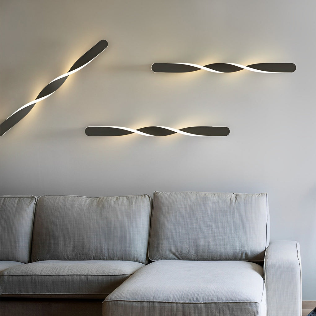 Modern Spiral Strip LED Wall Sconce 29W Minimalist Long Linear Light Fixture for Living Room
