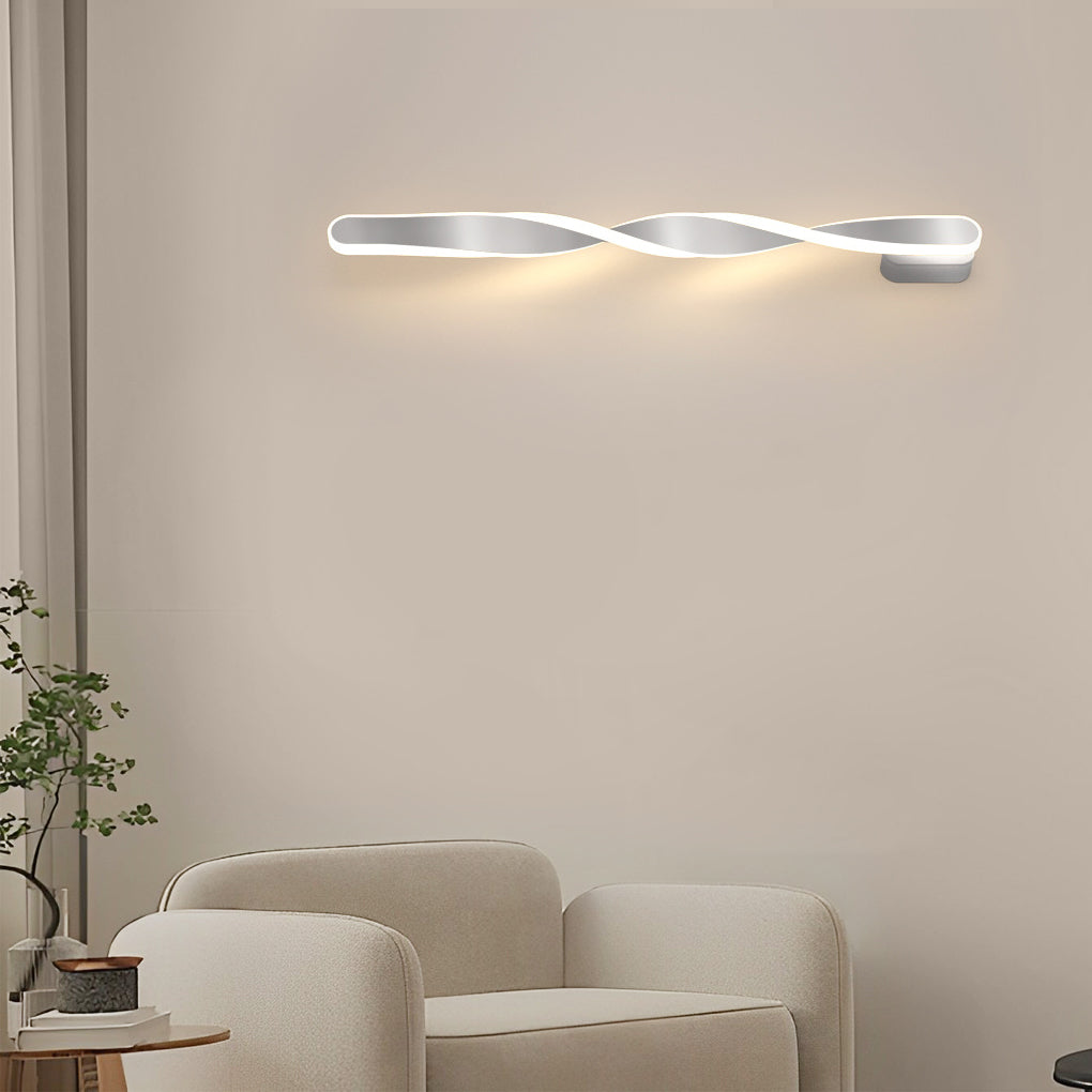 Modern Spiral Strip LED Wall Sconce 29W Minimalist Long Linear Light Fixture for Living Room