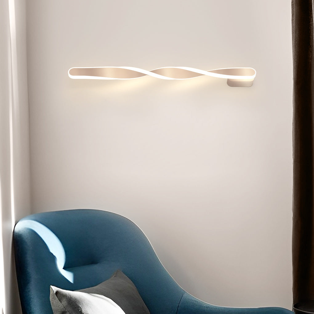 Modern Spiral Strip LED Wall Sconce 29W Minimalist Long Linear Light Fixture for Living Room