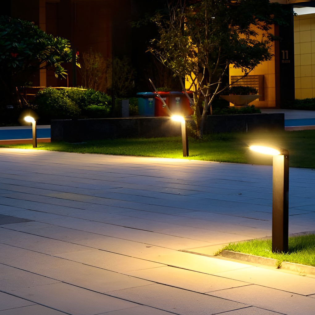 Modern Spoon Shaped 18W LED Outdoor Pathway Light Waterproof Black Exterior Wall Sconce