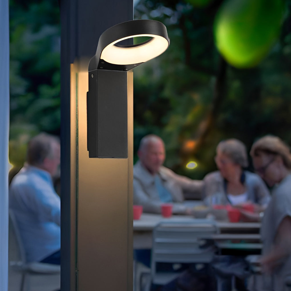 Modern Spoon Shaped 18W LED Outdoor Pathway Light Waterproof Black Exterior Wall Sconce