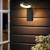Modern Spoon Shaped 18W LED Outdoor Pathway Light Waterproof Black Exterior Wall Sconce