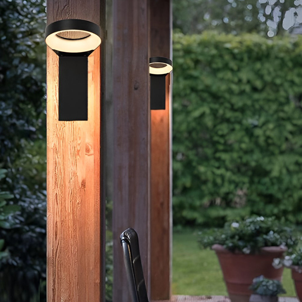 Modern Spoon Shaped 18W LED Outdoor Pathway Light Waterproof Black Exterior Wall Sconce