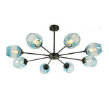 Modern Sputnik 8 Light Glass Globe Chandelier Metal Mid Century Ceiling Fixture