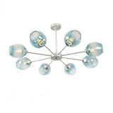 Modern Sputnik 8 Light Glass Globe Chandelier Metal Mid Century Ceiling Fixture