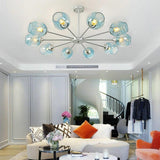 Modern Sputnik 8 Light Glass Globe Chandelier Metal Mid Century Ceiling Fixture