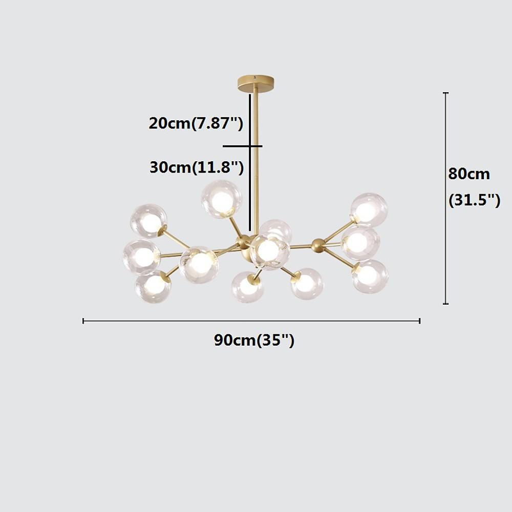Modern Sputnik Bubble Chandelier 12 Light Glass Pendant Ceiling Fixture
