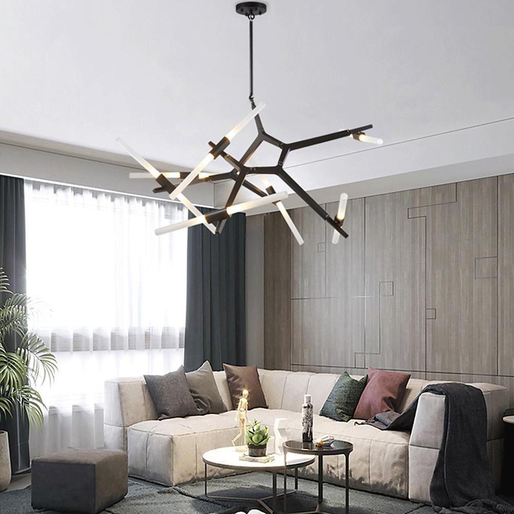 Modern Sputnik Chandelier 14 Light Industrial Drone Pendant Lighting Brass Finish