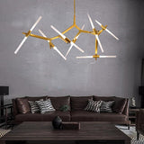 Modern Sputnik Chandelier 14 Light Industrial Drone Pendant Lighting Brass Finish