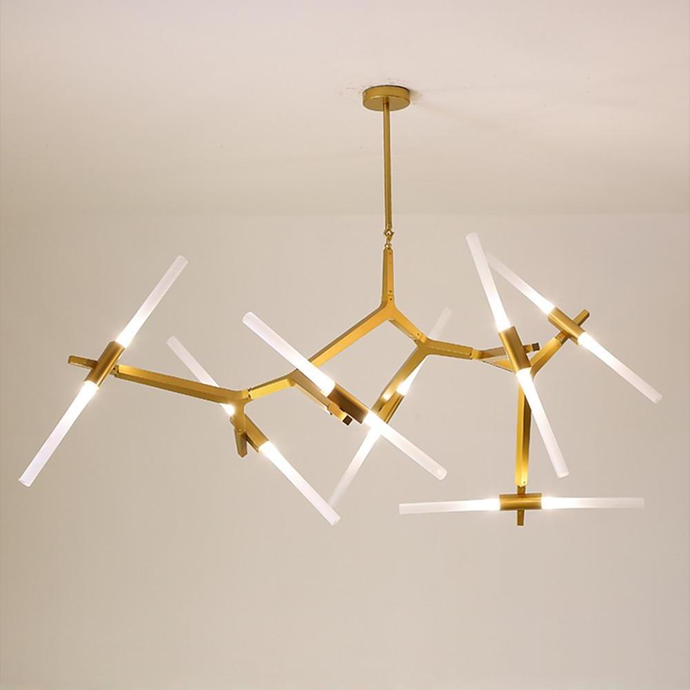 Modern Sputnik Chandelier 14 Light Industrial Drone Pendant Lighting Brass Finish