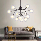 Modern Sputnik Cluster LED Chandelier 12 Light Glass Globe Pendant for Dining Room