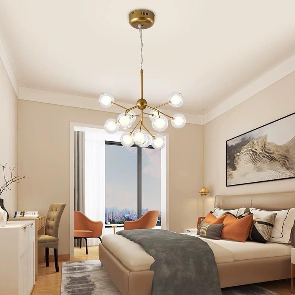 Modern Sputnik Cluster LED Chandelier 12 Light Glass Globe Pendant for Dining Room