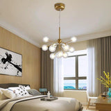 Modern Sputnik Cluster LED Chandelier 12 Light Glass Globe Pendant for Dining Room
