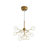Modern Sputnik Cluster LED Chandelier 12 Light Glass Globe Pendant for Dining Room