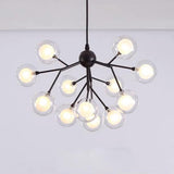 Modern Sputnik Cluster LED Chandelier 12 Light Glass Globe Pendant for Dining Room