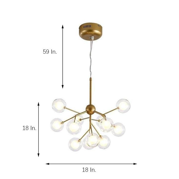 Modern Sputnik Cluster LED Chandelier 12 Light Glass Globe Pendant for Dining Room