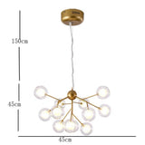 Modern Sputnik Cluster LED Chandelier 12 Light Glass Globe Pendant for Dining Room