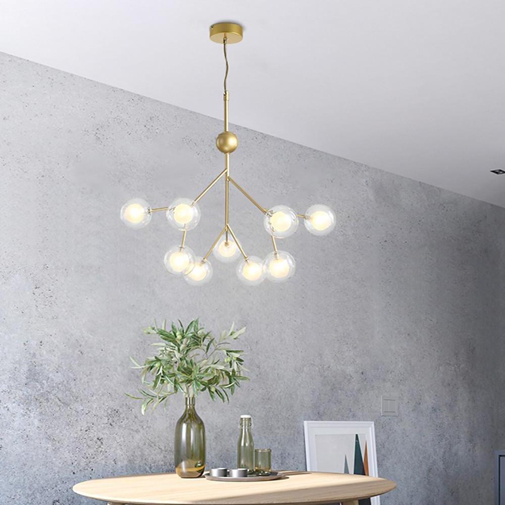 Modern Sputnik Cluster LED Chandelier 9 Light Nordic Style Metal Pendant for Dining Room Kitchen Ceiling