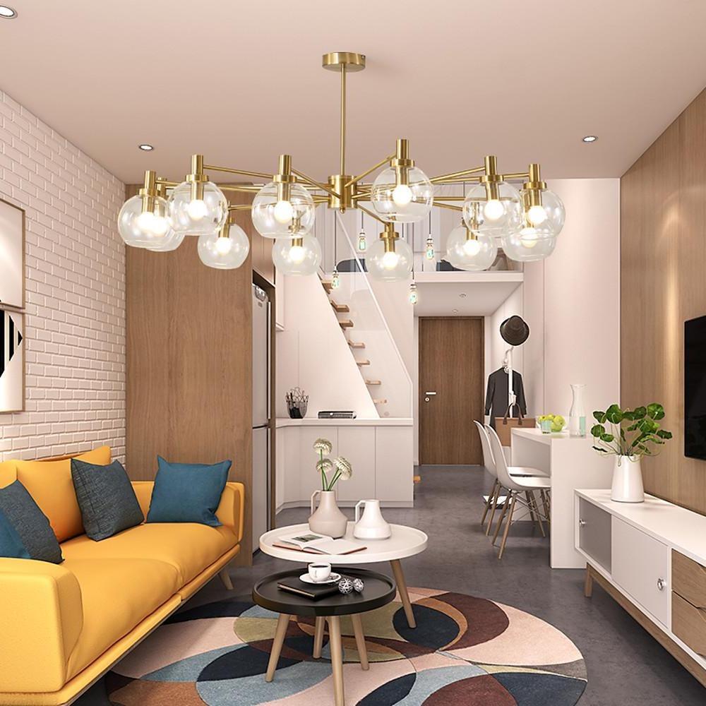 Modern Sputnik LED Chandelier 12 Light Flush Mount Ceiling Lamp for Living Room Dining Room