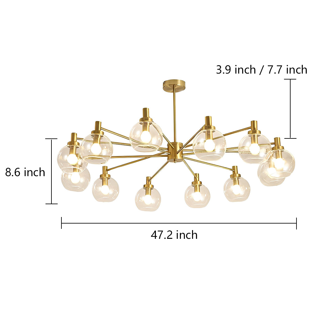 Modern Sputnik LED Chandelier 12 Light Flush Mount Ceiling Lamp for Living Room Dining Room