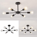 Modern Sputnik Semi Flush Mount Ceiling Light Mid Century Retro Fixture for Bedroom and Living Room