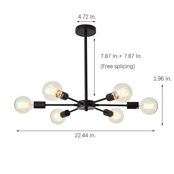 Modern Sputnik Semi Flush Mount Ceiling Light Mid Century Retro Fixture for Bedroom and Living Room