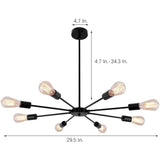 Modern Sputnik Semi Flush Mount Ceiling Light Mid Century Retro Fixture for Bedroom and Living Room