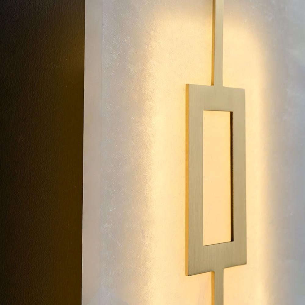 Modern Square Alabaster Wall Sconce with Brass Frame for Luxury Indoor Lighting