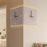 Modern Square Backlit LED Corner Wall Clock Silent Metal Motion Sensor Decor
