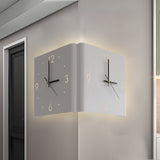 Modern Square Backlit LED Corner Wall Clock Silent Metal Motion Sensor Decor