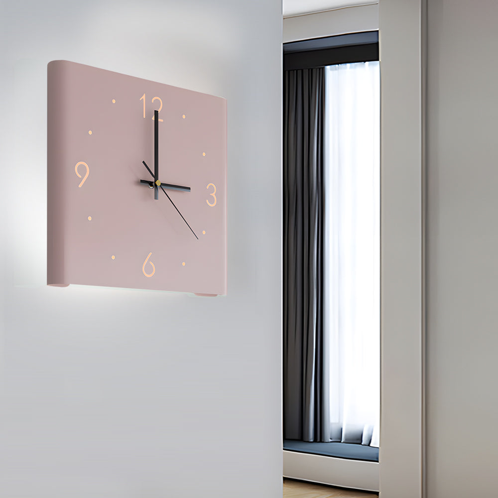 Modern Square Backlit LED Corner Wall Clock Silent Metal Motion Sensor Decor
