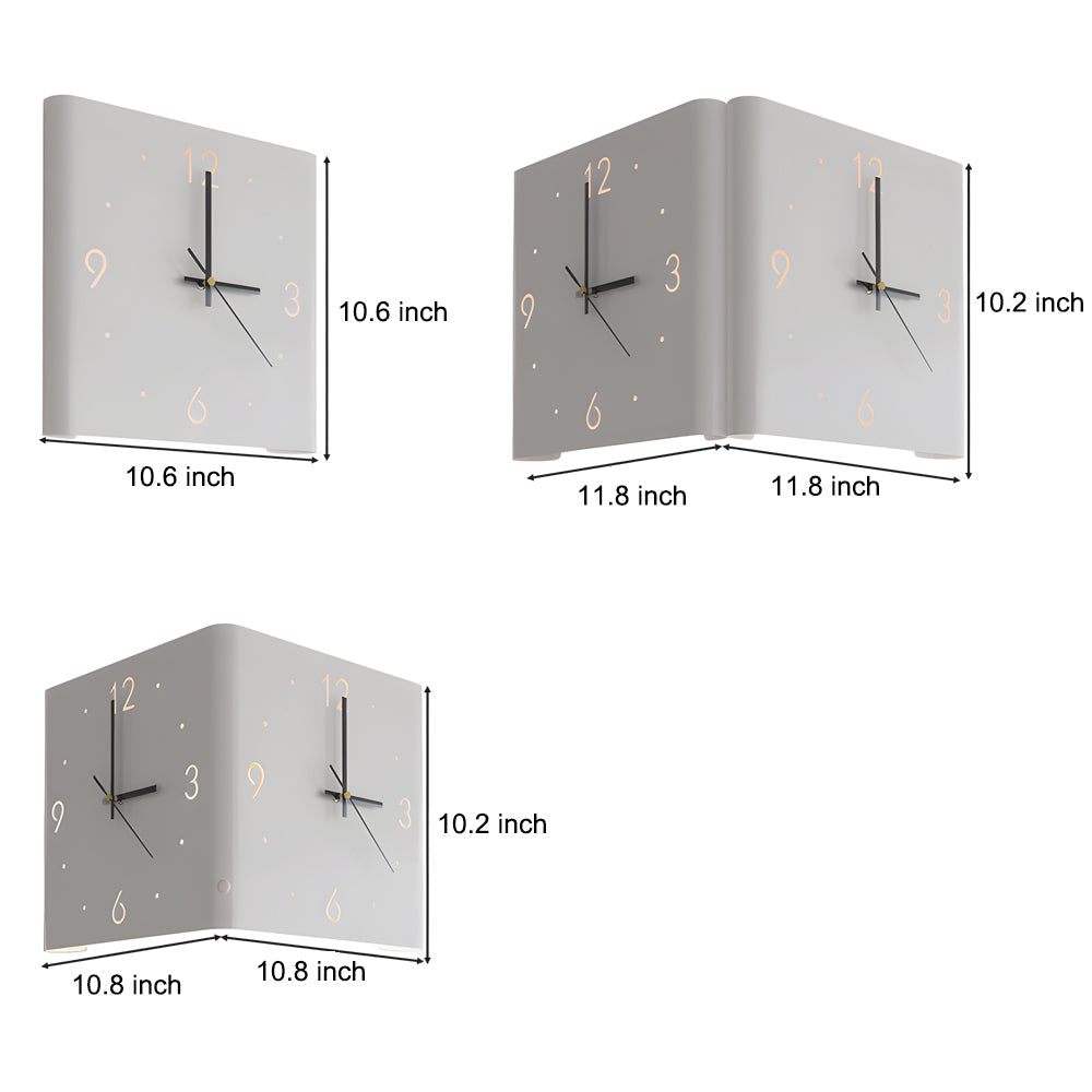 Modern Square Backlit LED Corner Wall Clock Silent Metal Motion Sensor Decor