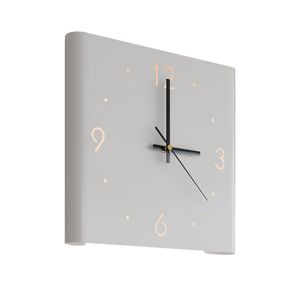 Modern Square Backlit LED Corner Wall Clock Silent Metal Motion Sensor Decor