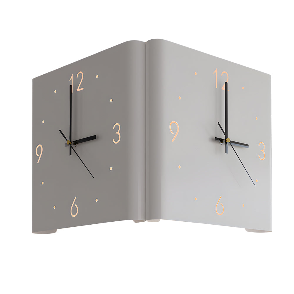 Modern Square Backlit LED Corner Wall Clock Silent Metal Motion Sensor Decor