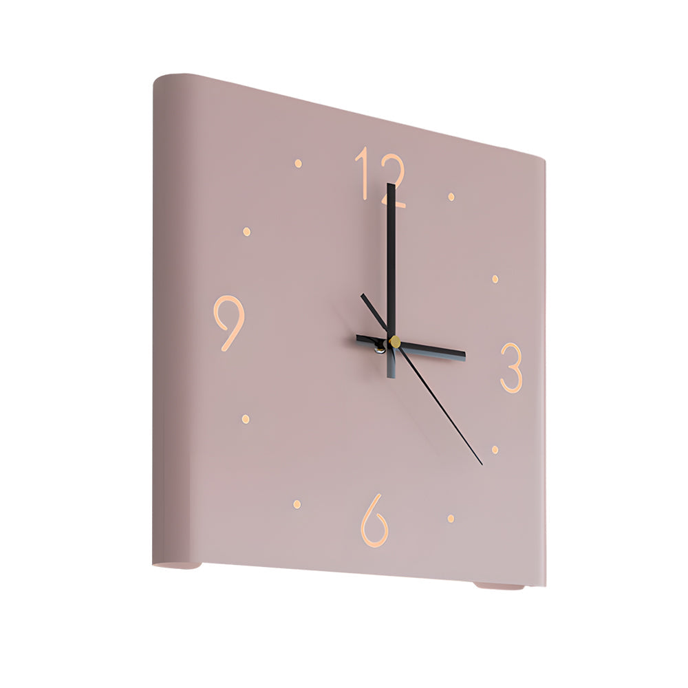 Modern Square Backlit LED Corner Wall Clock Silent Metal Motion Sensor Decor