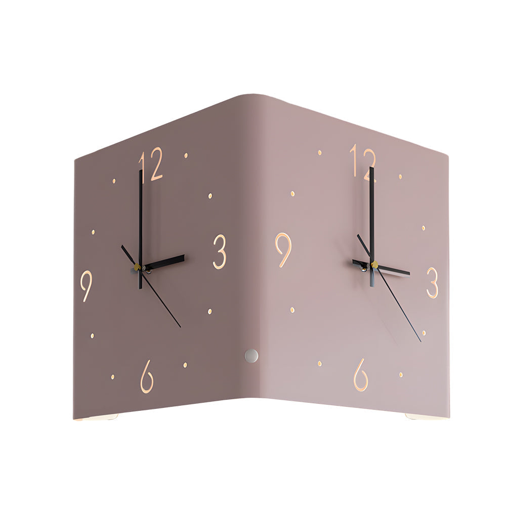 Modern Square Backlit LED Corner Wall Clock Silent Metal Motion Sensor Decor