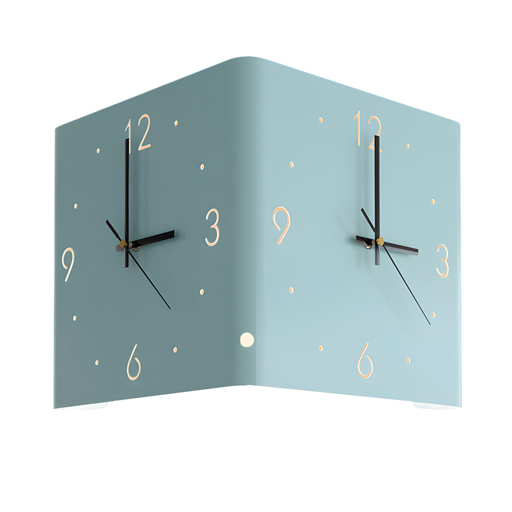 Modern Square Backlit LED Corner Wall Clock Silent Metal Motion Sensor Decor