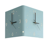 Modern Square Backlit LED Corner Wall Clock Silent Metal Motion Sensor Decor