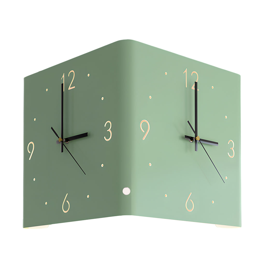 Modern Square Backlit LED Corner Wall Clock Silent Metal Motion Sensor Decor