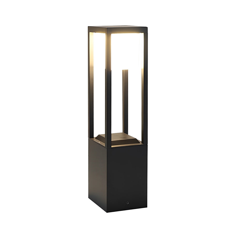 Modern Square Black Aluminum Solar Powered Pathway Lights Waterproof Outdoor LED Garden Lawn Lamp