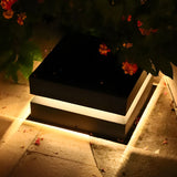 Modern Square Black Solar Powered LED Post Cap Light Waterproof Exterior Pillar Lamp