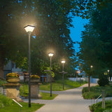 Modern Square Black Solar Powered LED Post Light for Garden Pathway and Residential Areas