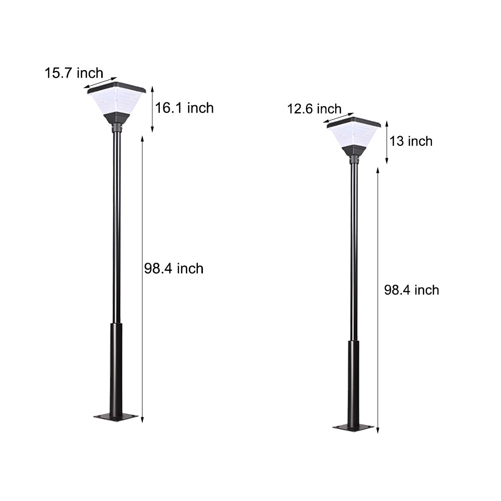 Modern Square Black Solar Powered LED Post Light for Garden Pathway and Residential Areas