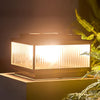 Modern Square Bronze Solar Fence Post Lights Waterproof Outdoor Garden Deck Cap Lighting with Remote